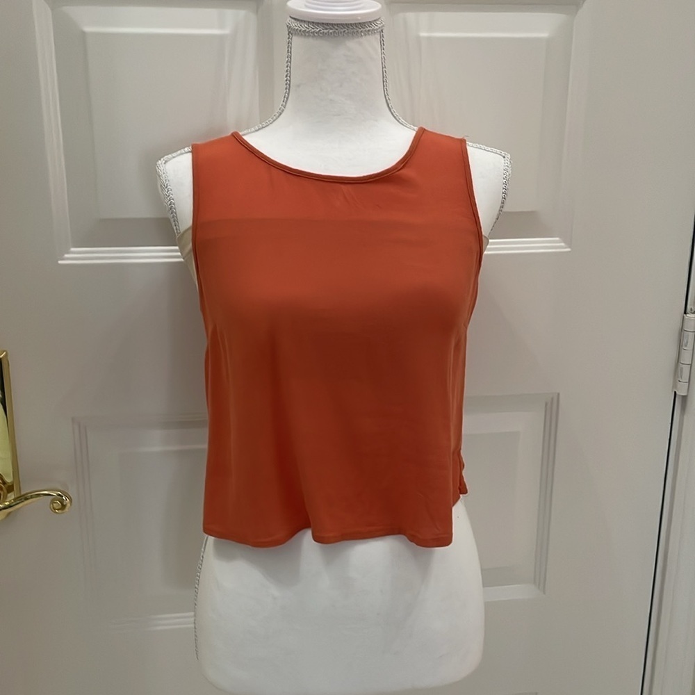 Pale Rust Colored Open Wrap Back Top. Small
